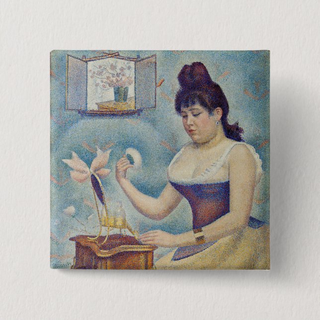 Georges Seurat - Young Woman Powdering Herself 15 Cm Square Badge (Front)