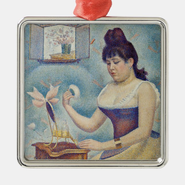 Georges Seurat - Young Woman Powdering Herself Metal Tree Decoration (Front)