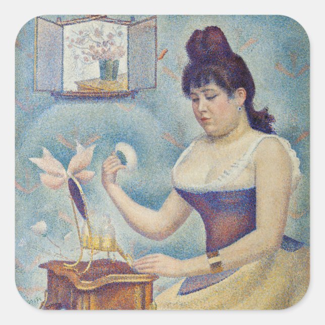 Georges Seurat - Young Woman Powdering Herself Square Sticker (Front)