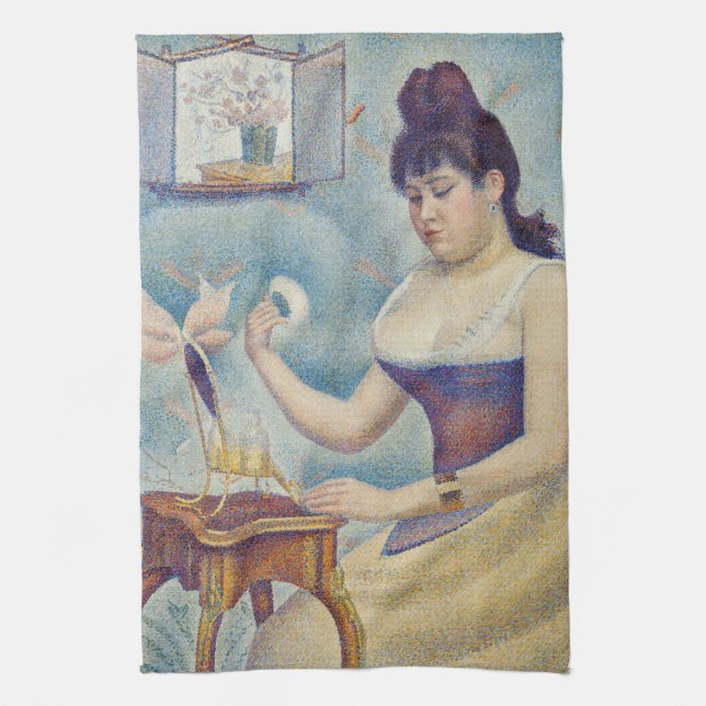 Georges Seurat - Young Woman Powdering Herself Tea Towel (Vertical)