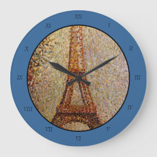 Georges Seurat's Painting: The Eiffel Tower (1889) Large Clock