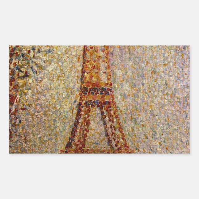Georges Seurat's Painting: The Eiffel Tower (1889) Rectangular Sticker (Front)