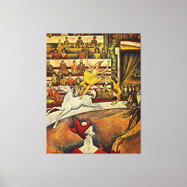 Georges Seurat's The Circus (1891) - Clown & Rider Canvas Print (Front)