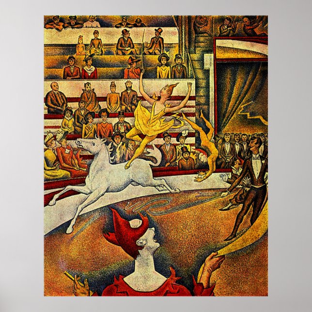 Georges Seurat's The Circus (1891) - Clown & Rider Poster (Front)