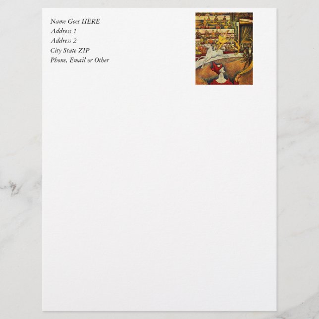 Georges Seurat's The Circus (1891) Customised Letterhead (Front)