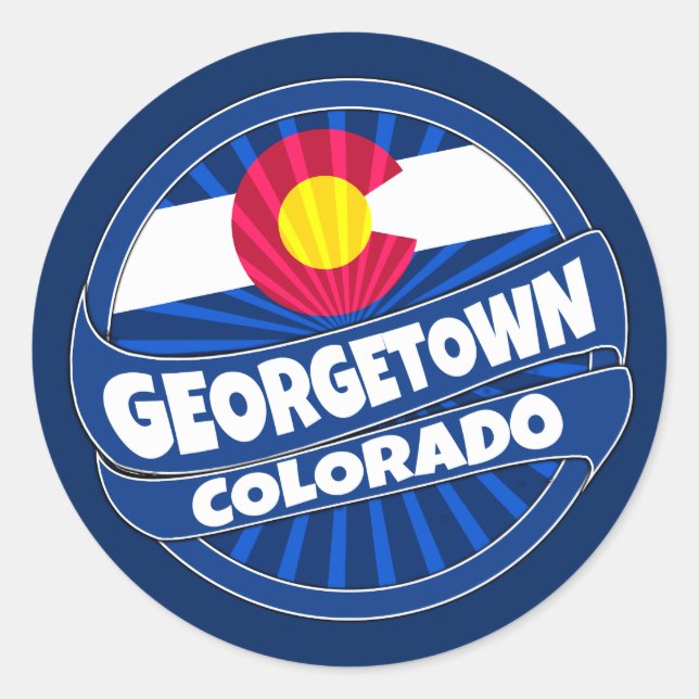 Georgetown Colorado flag burst stickers (Front)