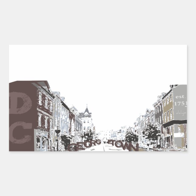GEORGETOWN IN WASHINGTON, DC RECTANGULAR STICKER (Front)