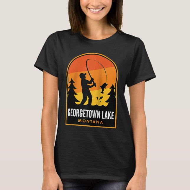 Georgetown Lake Montana Fishing Raglan T-Shirt (Front)
