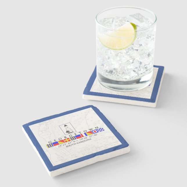 Georgetown Nautical Flags and Coordinates Coaster (Side)