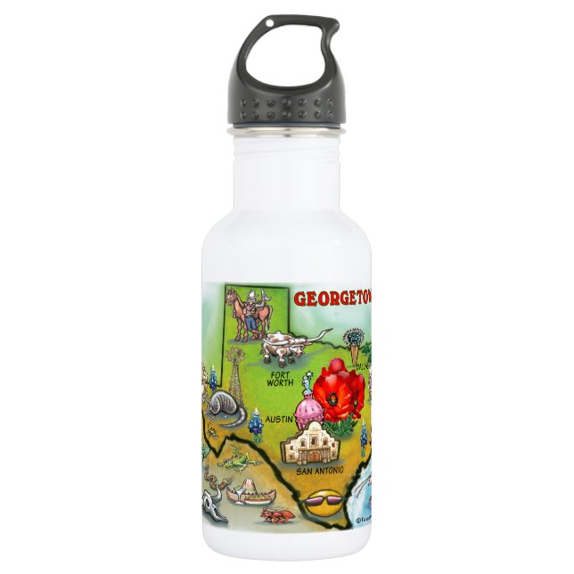 Georgetown Texas Cartoon Map 532 Ml Water Bottle (Front)
