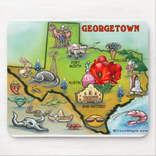 Georgetown Texas Cartoon Map Mouse Mat