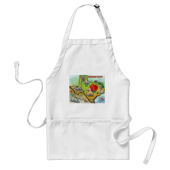 Georgetown Texas Cartoon Map Standard Apron (Front)