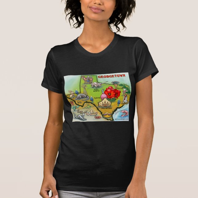 Georgetown Texas Cartoon Map T-Shirt (Front)