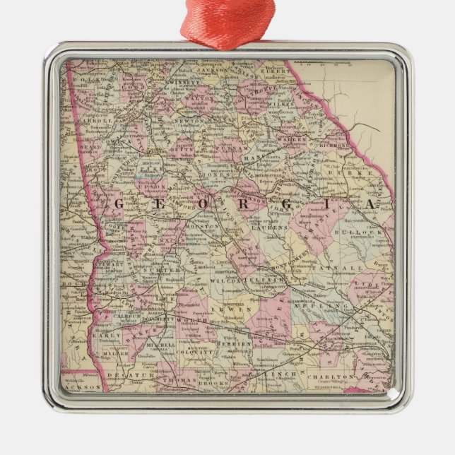 Georgia, Alabama Metal Tree Decoration (Front)