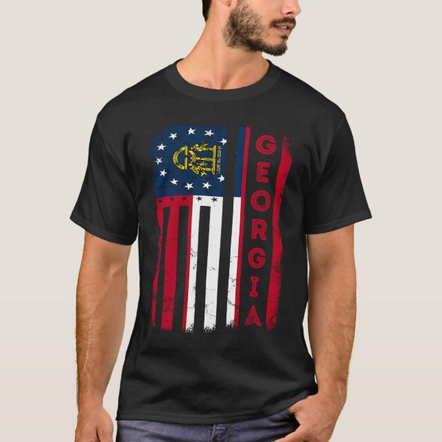 Georgia American Flag Home State of Georgia Flag T-Shirt (Front)