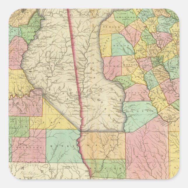 Georgia and Alabama 3 Square Sticker (Front)