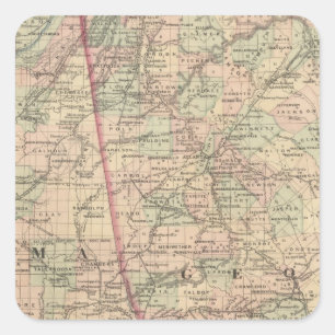 Georgia and Alabama Square Sticker