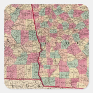 Georgia and Alabama Square Sticker