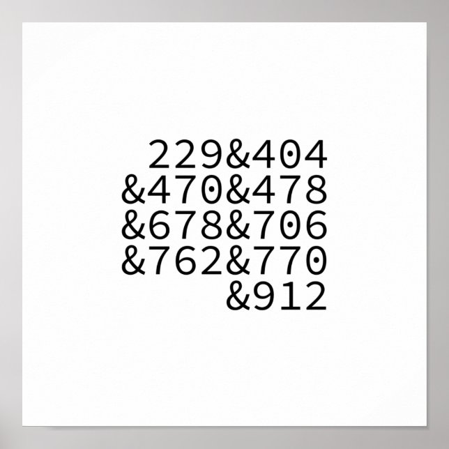 Georgia Area Codes Poster (Front)