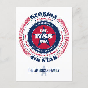 Georgia, Atlanta GA, Patriotic, Monogram Postcard