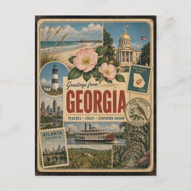 Georgia Authentic Vintage Style Postcard (Front)