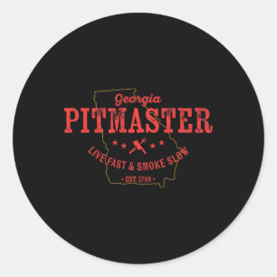 Georgia Bbq Pitmaster For Meat Smoking Barbecuing  Classic Round Sticker