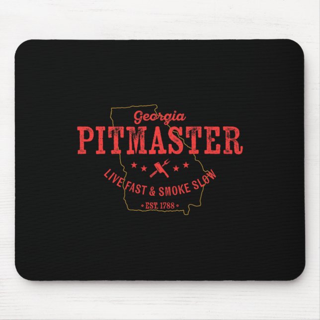 Georgia Bbq Pitmaster For Meat Smoking Barbecuing  Mouse Mat (Front)