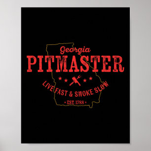 Georgia Bbq Pitmaster For Meat Smoking Barbecuing Poster