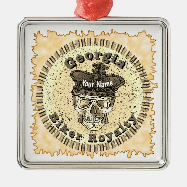 Georgia Biker  Metal Tree Decoration (Front)