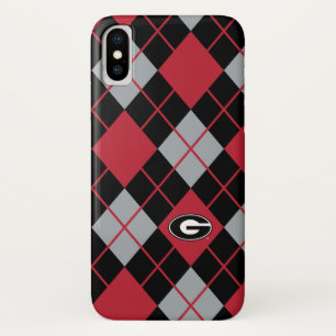 Georgia Bulldogs Logo   Argyle Pattern iPhone X Case