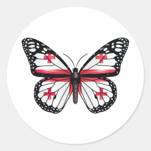 Georgia butterfly monarch flag classic round sticker