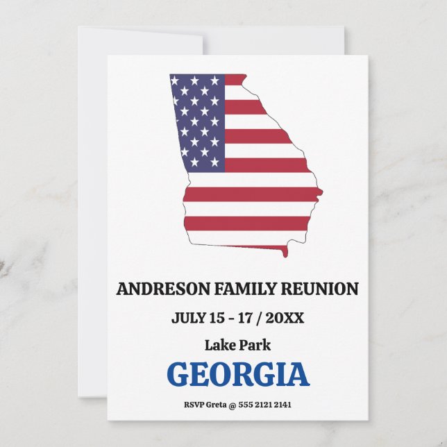 Georgia Family Reunion 🇺🇸 USA State Map Flag Invitation (Front)