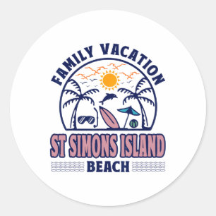 Georgia Family Vacation St Simons Island Beach Classic Round Sticker
