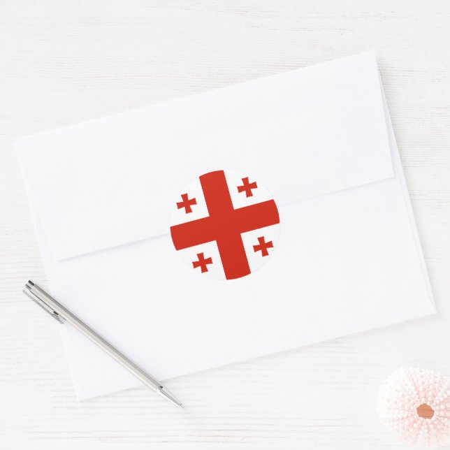 Georgia flag classic round sticker (Envelope)