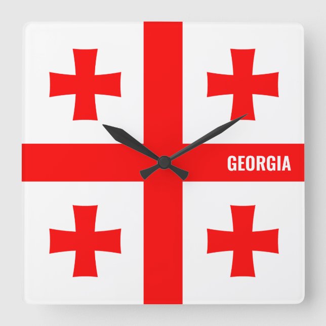Georgia Flag Dazzling Patriotic Square Wall Clock (Front)