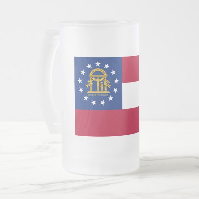 Georgia Flag Frosted Glass Beer Mug (Front Left)