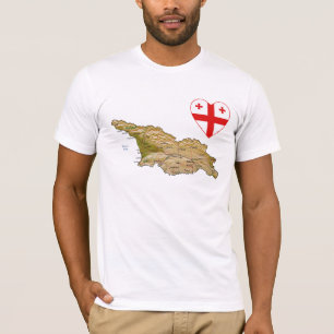 Georgia Flag Heart and Map T-Shirt