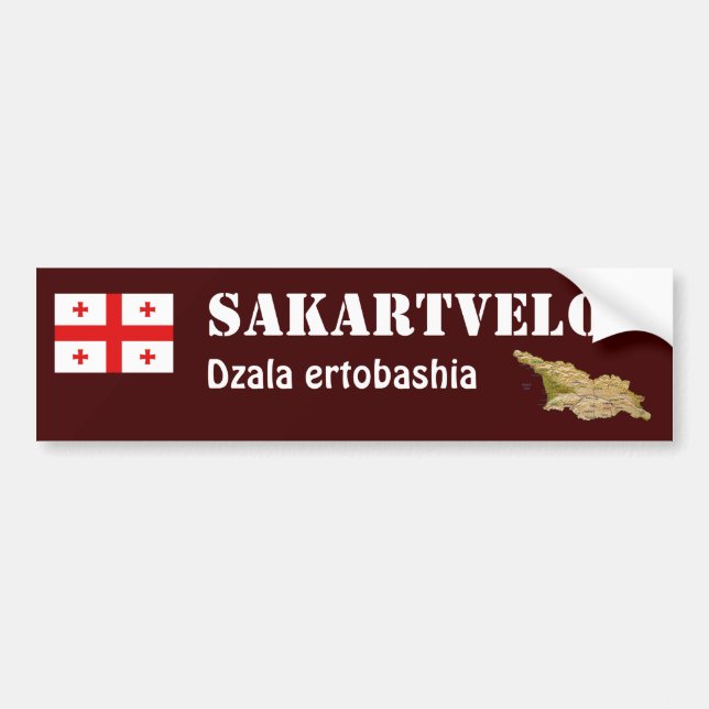 Georgia Flag + Map Bumper Sticker (Front)