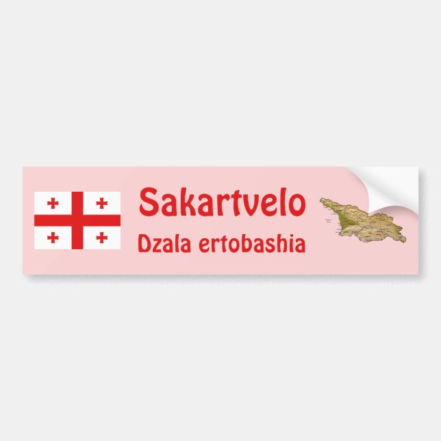 Georgia Flag + Map Bumper Sticker (Front)