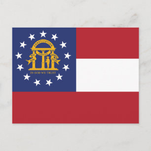 Georgia Flag Peach State Coat of Arms Postcard