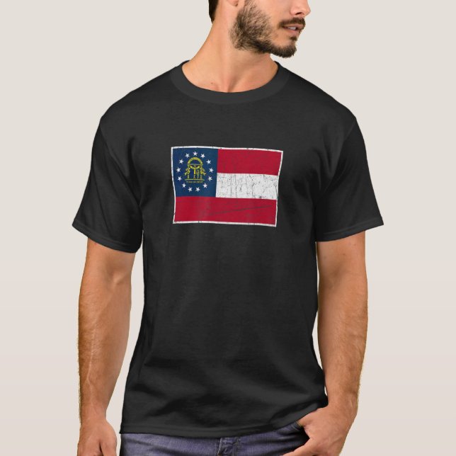 Georgia Flag State Vintage Style T-Shirt (Front)