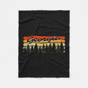 Georgia Forest Sunset Trees Cabin Theme Souvenir Fleece Blanket