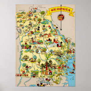 Georgia Funny Vintage Map Poster