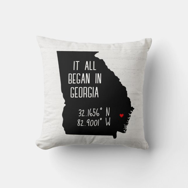 Georgia GPS Coordinates with Heart Cushion (Front)