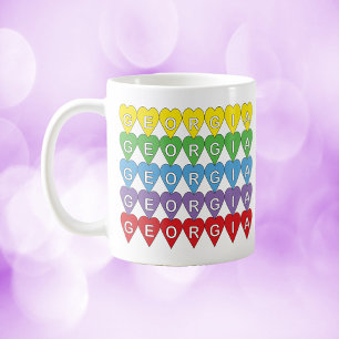Georgia Heart Pattern Rainbow Coffee Mug