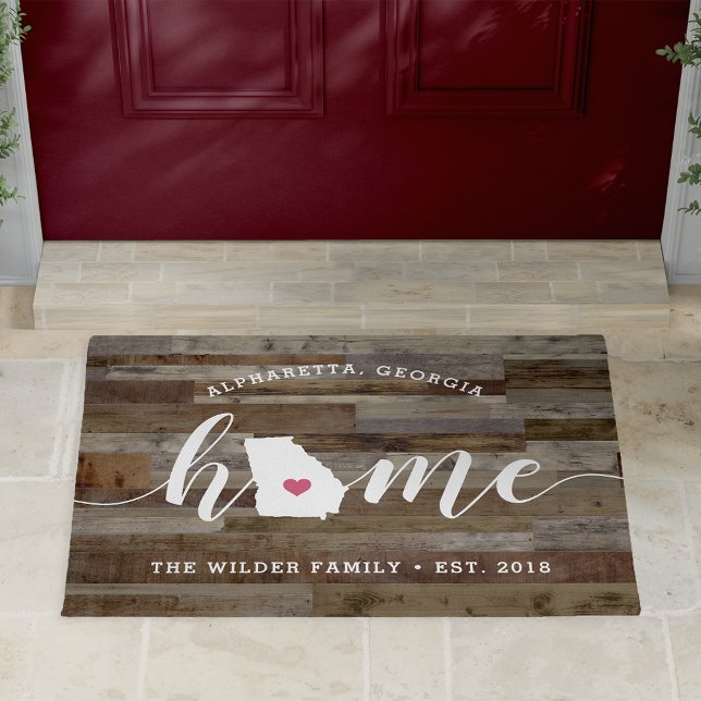 Georgia Home State Personalised Wood Look Doormat (Creator Uploaded)