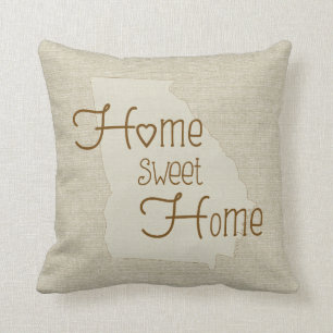 Georgia-Home Sweet Home burlap-look custom name Cushion