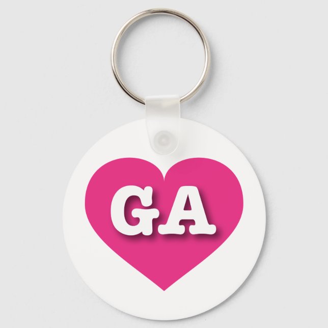 Georgia Hot Pink Heart - I love GA Key Ring (Front)