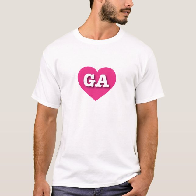 Georgia Hot Pink Heart - I love GA T-Shirt (Front)
