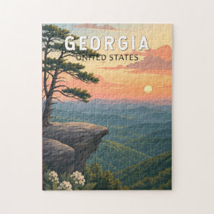 Georgia Illustration Travel Art Vintage Jigsaw Puzzle